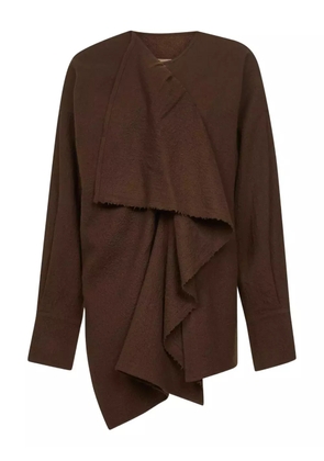 Uma Wang asymmetric-ruffle wool top - Brown