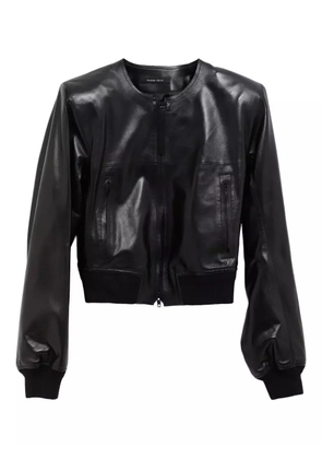 Phoebe Philo crew-neck leather jacket - Black