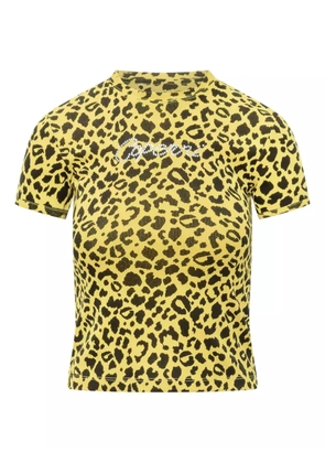 Coperni crystal-embellished leopard-print T-shirt - Yellow