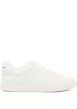 Emporio Armani logo-detail leather sneakers - White