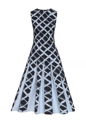 Oscar de la Renta pleated wavy-pattern dress - Blue