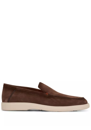 Santoni almond-toe suede loafers - Brown