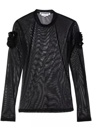 Melitta Baumeister ruffled semi-sheer top - Black