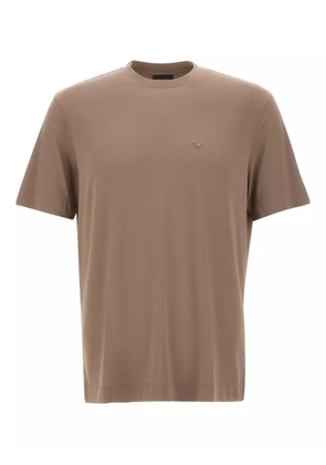 Emporio Armani eagle-embroidered T-shirt - Brown