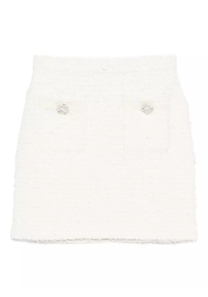 Self-Portrait embellished tweed skirt - Neutrals