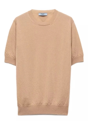 Prada short-sleeve ribbed-knit sweater - Neutrals
