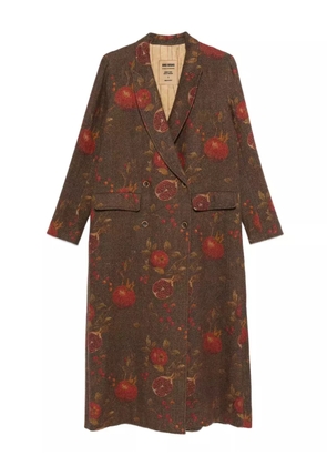 Uma Wang pomegranate-print double-breasted coat - Brown