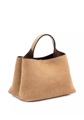 Tod's top-handle suede tote bag - Neutrals