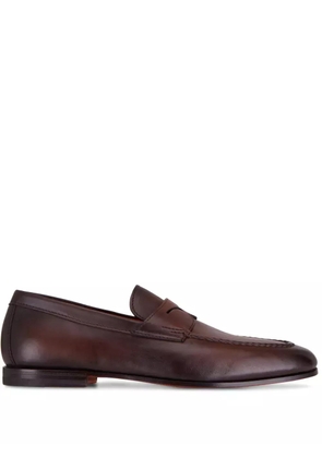 Santoni leather penny loafers - Brown