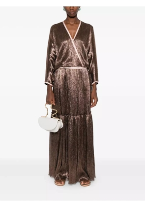 Forte Forte metallic wrap-effect top - Brown