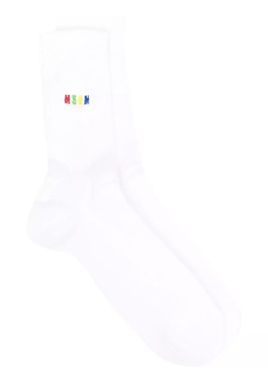 MSGM embroidered-logo detail socks - White