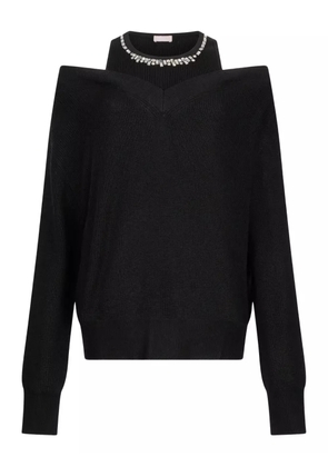 LIU JO cold-shoulder embellished-neck sweater - Black