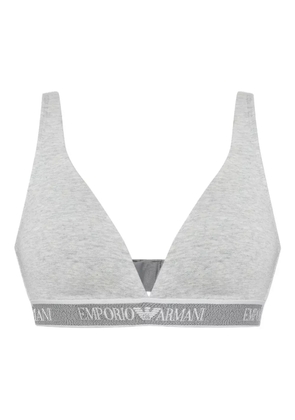 Emporio Armani logo-band triangle bra - Grey