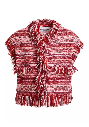 Essentiel Antwerp fringed wool-blend bouclé jacket - Red