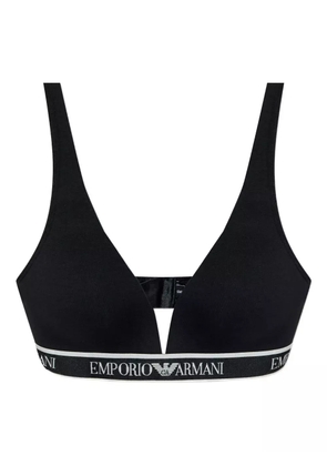 Emporio Armani logo-band triangle bra - Black