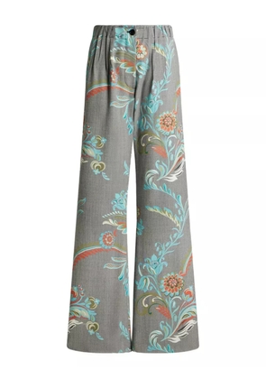 ETRO floral-print pleated trousers - Grey