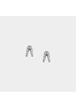 Sterling Silver Pavé Split Hoop Earrings