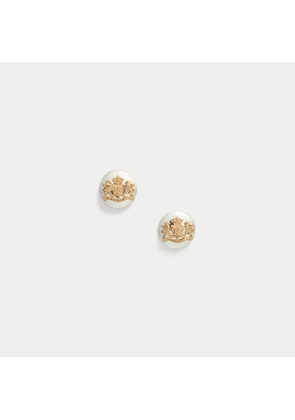Two-Tone Sterling Silver Crest Studs