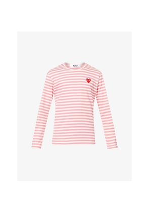 Mens Comme Des Garcons Play Branded Stripe-Print Cotton-Jersey Top