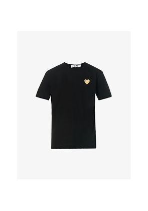 Mens Comme Des Garcons Play Logo-Embroidered Cotton-Jersey T-Shirt