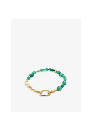Womens Monica Vinader Rio 18ct Yellow Gold-Plated Vermeil Sterling Silver and Green Onyx Beaded Bracelet