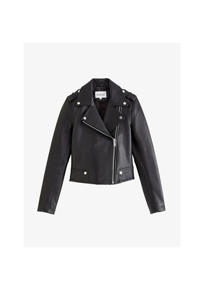 Womens Claudie Pierlot Biker-Collar Leather Jacket