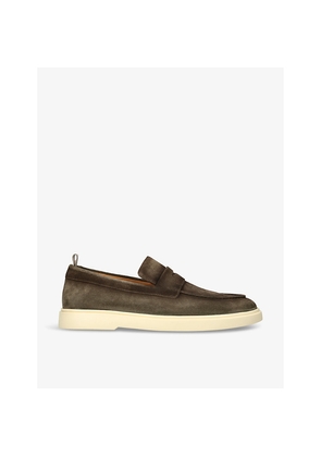 Mens Officine Creative Bones Slip-On Suede Penny Loafers