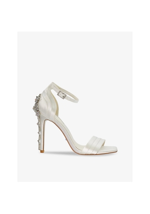 Womens Dune Meridians Crystal-Embellished Satin Heeled Sandals