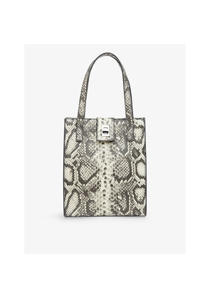 Womens Whistles Eben Snake-Print Leather Tote