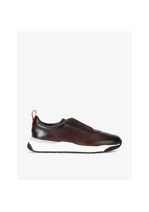 Mens Santoni Innova Perforated Leather Low-Top Trainers
