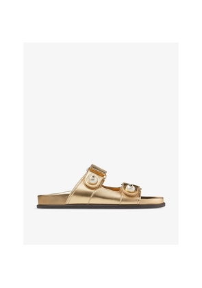 Womens Jimmy Choo Fayence Metallic-Leather Sandals