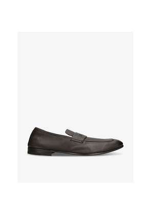 Mens Ermenegildo Zegna L'Asola Almond-Toe Leather Penny Loafers