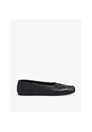 Womens Marni Dancer Square-Toe Leather Ballerina Flats