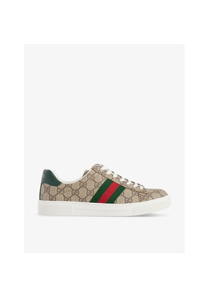 Womens Gucci Ace Logo-Pattern Canvas Trainers
