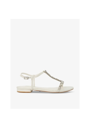 Womens Dune Bridal Nuptuals Crystal-Embellished Faux-Leather Sandals