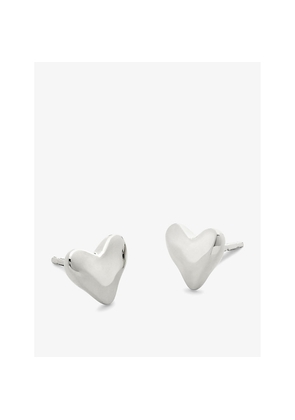 Womens Monica Vinader Heart Sterling-Silver Stud Earrings