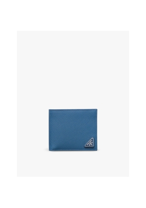 Mens Prada Logo-Plaque Saffiano Leather Wallet