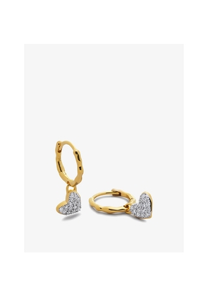 Womens Monica Vinader Heart 18ct Yellow Gold-Plated Vermeil Sterling-Silver and 1.7ct Lab-Grown Diamond Huggie Earrings