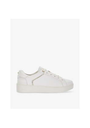 Womens Dune Elli Logo-Badge Faux-Leather Low-Top Trainers