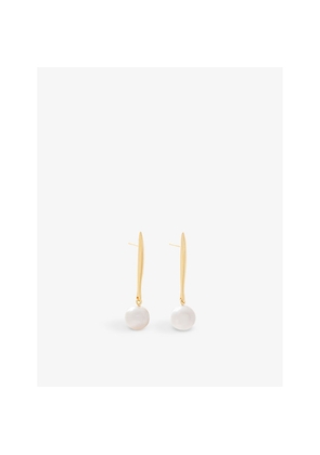 Womens Monica Vinader Nura 18ct Yellow Gold-Plated Vermeil Sterling-Silver and Drop Pearl Earrings