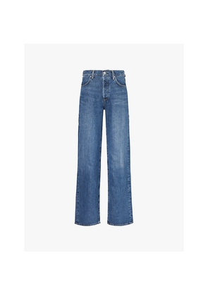 Womens Citizens Of Humanity Annina Brand-Patch Wide-Leg High-Rise Woven-Blend Jeans