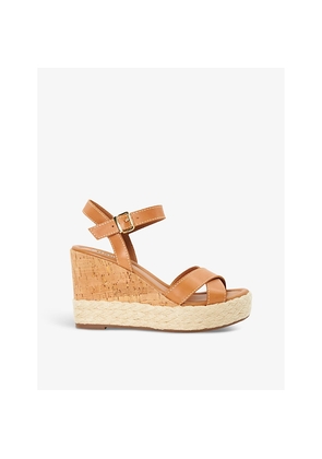Womens Dune Kindest Crossover-Strap Wedge Sandals