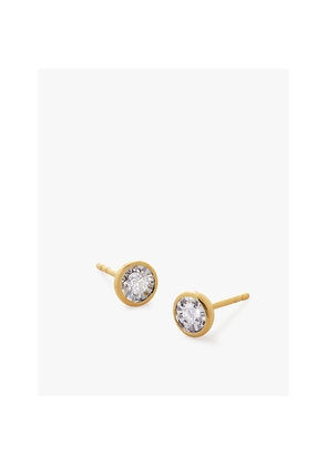 Womens Monica Vinader Solitaire 18ct Yellow Gold-Plated Vermeil Sterling-Silver and 0.082ct Brilliant-Cut Lab-Grown Diamond Stud Earrings