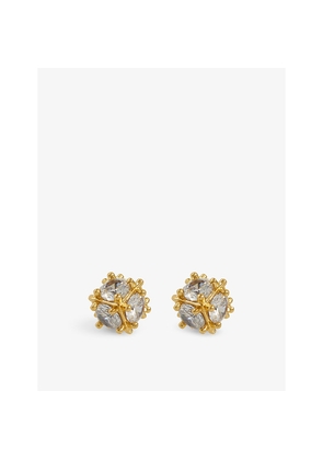 Womens Oma The Label Sol 18ct Yellow-Gold Plated Brass and Cubic Zirconia Stud Earrings