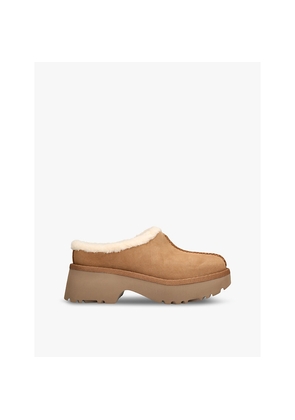 Womens UGG New Height Cozy Suede and Shearling Clogs