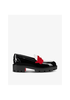 Womens Christian Louboutin Penny Lug Donna Patent Leather Loafers