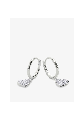 Womens Monica Vinader Heart Sterling-Silver and 1.7ct Lab-Grown Diamond Huggie Earrings