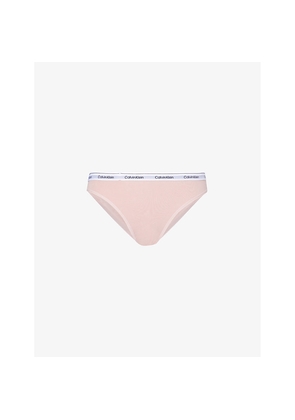 Womens Calvin Klein Modern Branded-Waistband Stretch-Cotton Briefs