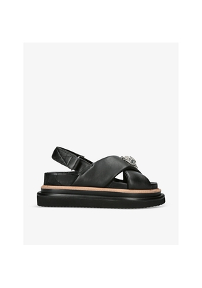 Womens Kurt Geiger London Orson Cross-Strap Leather Flat Sandals