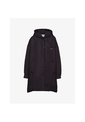 Womens Prada Re-Nylon Logo-Plaque Nylon Coat